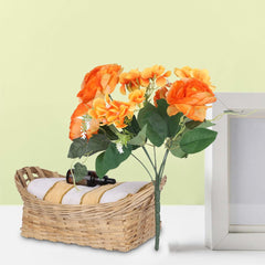 Kuber Industries Artificial Flowers for Home Décor|Natural Looking Indoor Fake Flowers for Vase|Artificial Flowers for Decoration|Without Basket (Orange)