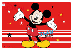 Heart Home Disney Team Mickey Printed PVC Dining Table Placemats with Tea Coaster Set, Set of 12 (Red)