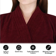 Kuber Industries Half Sleeve Terry Cotton Bathrobe |Soft and Easy to Absorb & Dry| Unisex Bathrobe|Free Size|Maroon