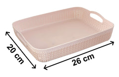 Heart Home Q-3, 4 Unbreakable 4 Pieces Plastic Multipurpose Small & Large Size Net Storage Basket for Office, Kitchen, Bathroom with Handle, Multi-HEART10316