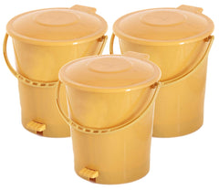 Kuber Industries 3 Pieces Plastic Dustbin Garbage Bin with Handle, 10 Liters (Yellow) - CTKTC034628