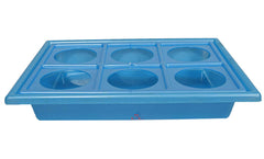 Heart Home Tray with Cutout Handles, Cup Display for Kitchenware, Plastic Glass Holder, One Size, 6 Slots (Blue)
