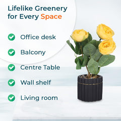 Kuber Industries Artificial Plants for Home Décor|Natural Looking Indoor Fake Plants with Pot|Artificial Flowers for Decoration (Yellow)