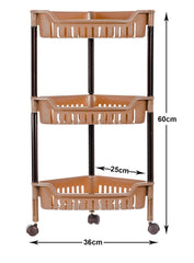 Heart Home Multiuses Plastic 3 Tier Triangle Corner Space Saving Storage Organizer Rack Shelf (Brown) -46KHH0252,Standard