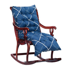 Heart Home Geomatric Printed Microfiber Comfortable, Soft, Long Back & Seat Rocking Chair, Lounger Cushion for Indoor/Outdoor with Ties, 18 * 46 Inch (Blue),49LUGH0290