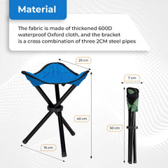 Kuber Industries Set of 2 Portable Stool for Travelling | Foldable Outdoor Sitting Chair | Tripod 3 Leg Chair for Camping, Picnic, Hiking | Blue & Green