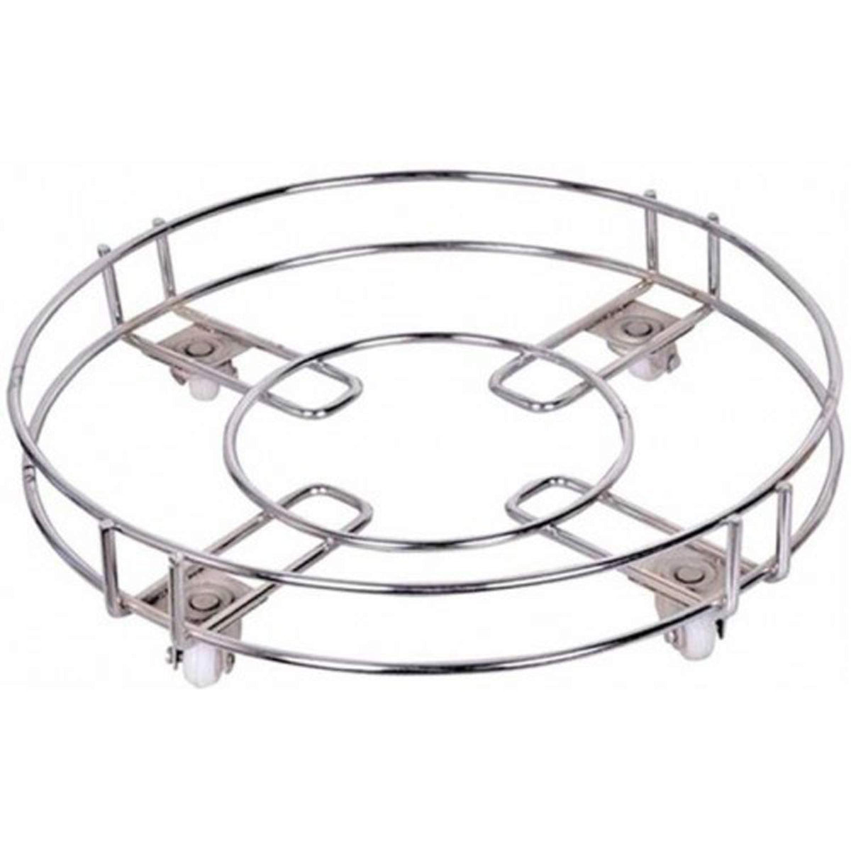 Kuber Industries Stainless Steel Cylinder Trolly with 4 Wheels (Silver, CTKTC021828), Standard