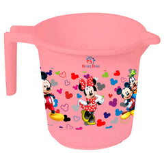 Heart Home Disney Team Mickey Print 2 Pieces Unbreakable Virgin Plastic Bathroom Bucket with Mug Set- Pink, (1 Pc 16 LTR Bucket & 1 Pc 500 ML Mug) -HS_35_HEARTHS17482