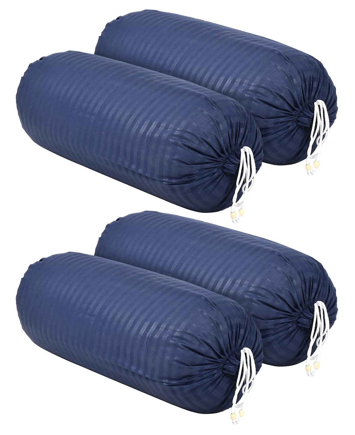 Heart Home Linning Design Soft & Luxurious Decorative Cotton Bolster Cover- Set of 4, 16"x32" (Blue)-44HH0162
