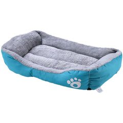 Kuber Industries Dog & Cat Bed|Super Soft Plush Top Pet Bed|Oxford Cloth Polyester Filling|Machine Washable Dog Bed|Rectangular Cat Bed with Rise-Edge Pillow|QY036B-L|Sky Blue