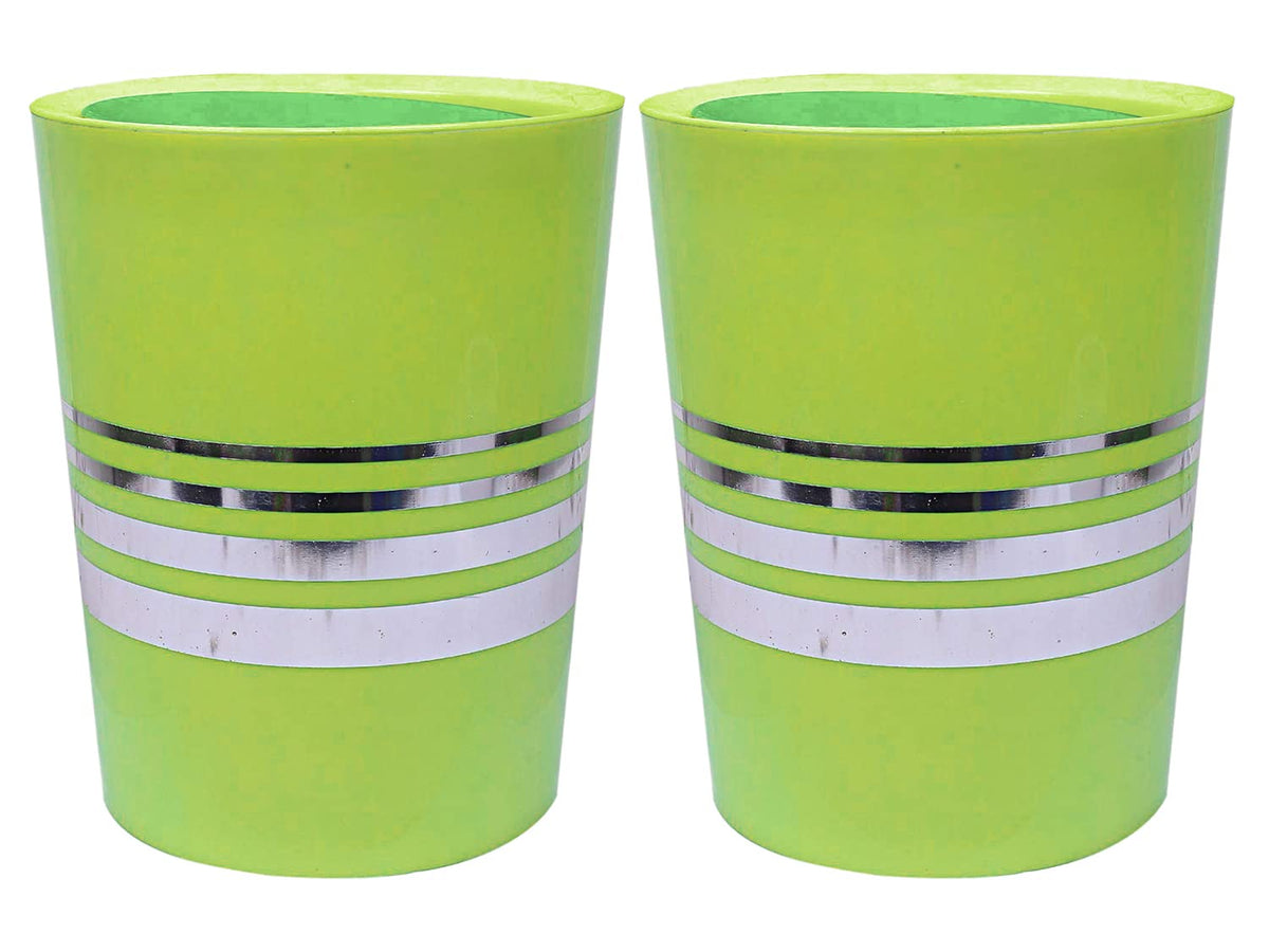 Heart Home Plastic Dustbin, Trashbin, Wastebin For Kitchen, Bathroom, Office Use With Swing Lid, 7 Liter- Pack of 2 (Green)-47HH0796