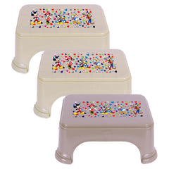 Heart Home Disney Team Stool | Bathroom Square Stool | Plastic Stool For Bathroom | Stool for Kitchen | Bathroom Patla | Support Stool for Bathroom | P6 | Pack of 3 | Multi