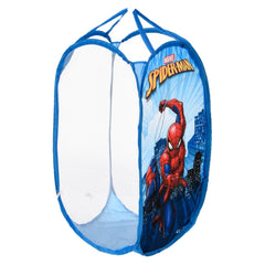 Kuber Industries Laundry Basket | Marvel Spiderman Net Foldable Laundry | Nylon Storage Basket with Handle | Basket for Toy Storage | 30 LTR | Pack of 3 | Sky Blue