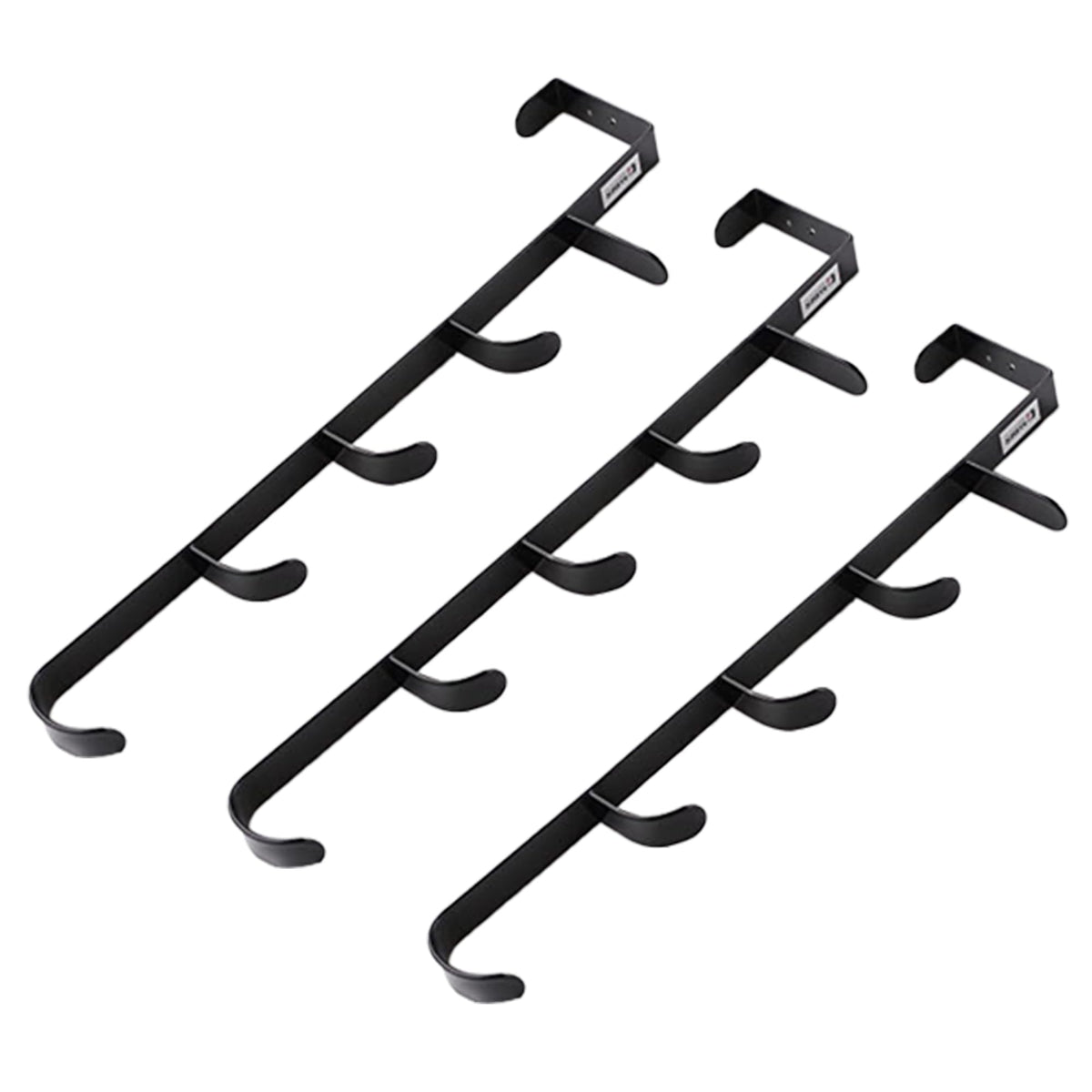 Kuber Industries 5-Level Cloth Hanger|Multipurpose Cloth & Towel Holder|Iron Spray Material|Easy Installation|Interchangeable Over The Door Towel Holder|ZT-3115|Pack of 3|Black