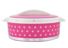 Heart Home Dot Printed Inner Steel Casserole with Lid, 1500ml- Pack of 2 (Pink)-HS42KUBMART25027