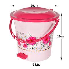 Kuber Industries Pedal Dustbin|Plastic Pedal Dustbin|Kitchen Paper Bin|Dustbin For Bedroom|Dustbin For office|5 Liter Dustbin (Pink)