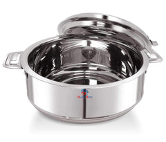 Heart Home Stainless Steel Casserole Double Wall Insulated Hot Pot Food Serving with Lid and Handle, 1800ml (Silver)