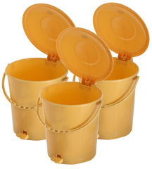 Kuber Industries 3 Pieces Plastic Dustbin Garbage Bin with Handle, 10 Liters (Yellow) - CTKTC034629