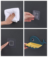 Kuber Industries Soap Stand for Bathroom Kitchen Sink Magic Stickers Wall Mounted (Set of 2 Pcs) Soap Dish Holder, Fish Design Random Color(Plastic) (Pack of 1)