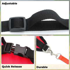 Kuber Industries Dog Harness With Adjustable Leash | Breathable Polyester Mesh | Medium Size|Comfortable No-Pull Grip | Quick Release Buckles | Red Pet Walking Set | Secure and Stylish Dog Harness