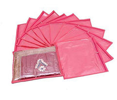 Kuber Industries 24 Piece Non Woven Saree Cover Set, Pink (VARAS644_3)