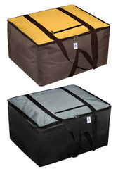 Heart Home Small Size Lightweight Foldable Rexine Jumbo Underbed Storage Bag With Zipper And Handle (Yellow & Grey)-Pack of 2 (Model: F_26_HEARTH016778)