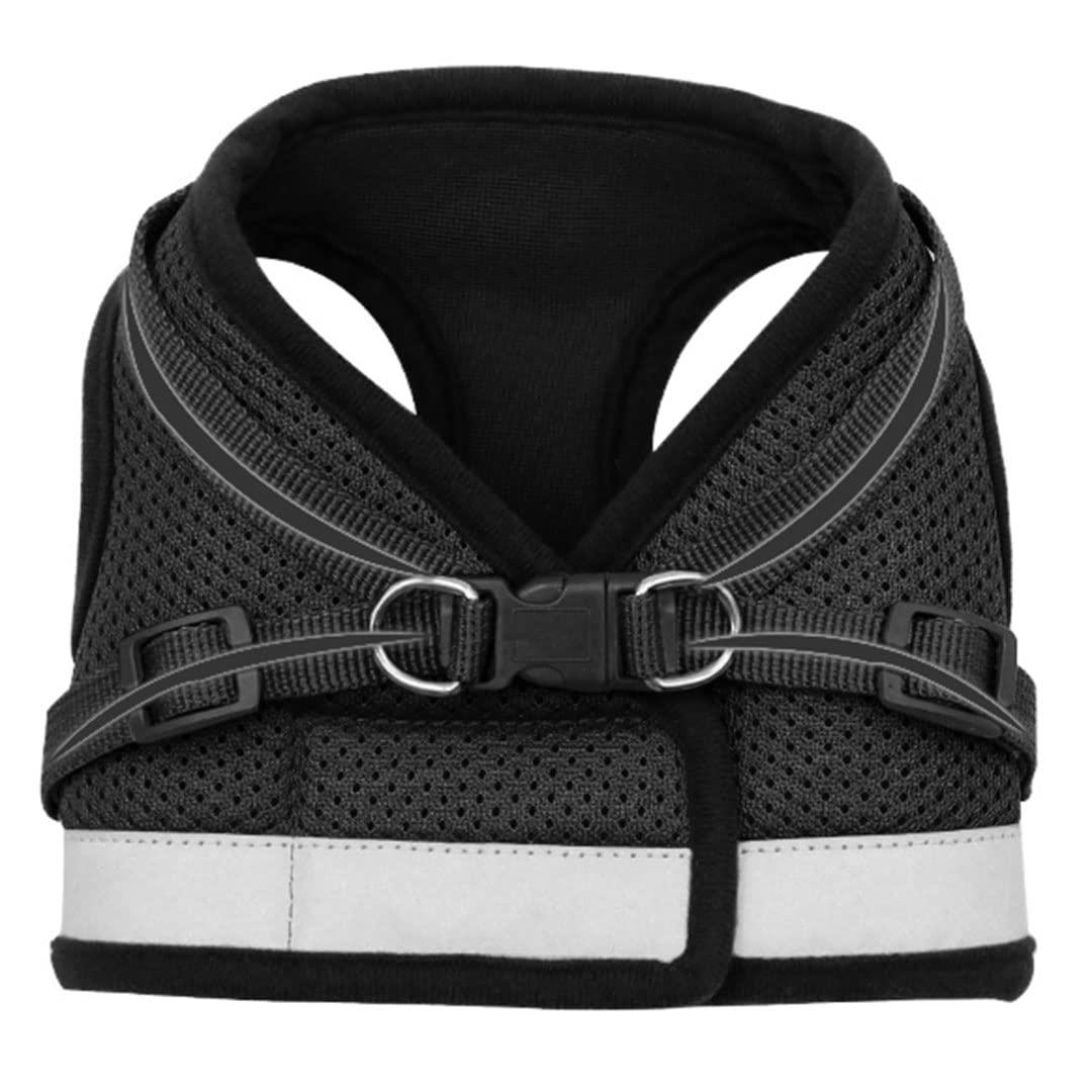 Urbane Home Reflective Dog Harness With Adjustable Leash|Breathable Polyester Mesh Fabric |Medium Size|HT-844|Comfortable No-Pull Grip|Quick Release Buckles|Easy On - Easy Off Harness|Black