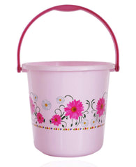 Kuber Industries Floral Design 3 Pieces Unbreakable Strong Plastic Bathroom Bucket 18 LTR (Pink) - CTKTC34696