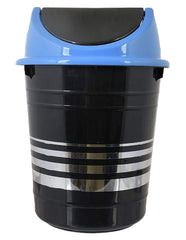 Kuber Industries Plastic Dustbin/Wastebin With Swing Lid, 10 Liter- Pack of 2 (Black & Blue)-47KM0889
