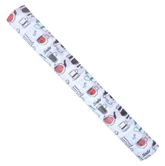 Heart Home Shelf Liner | EVA Kitchen Cabinet Shelf Mat | Anti-Slip Bathroom Mat | Fridge Mat | Table Mat | Coffee House Print Wardrobe Mat | 10 Meter | White