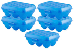 Heart Home Plastic 6 Slot Egg Container,Tray, Holder for Refrigerator & Kitchen- Pack of 5 (Blue)-46HH0404
