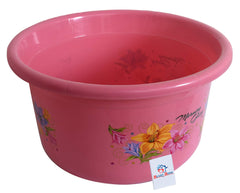 Heart Home Flower Print Unbreakable Plastic Multipurpose Bath Tub/Washing Tub 25 LTR (Pink)-HEART10588