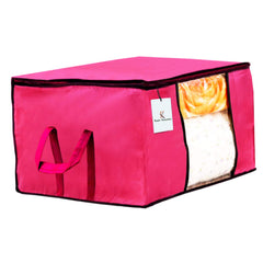 Kuber Industries Underbed Storage Bag, Storage Organiser, Blanket Cover Set of 2 - Ivory, Pink Extra Large Size-CTKTC23835, Standard