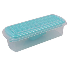 Fun Homes Plastic Ice Tray with Storage Box, Spoon and Transparent Cover Lid, Random Colors (32 Cubes), Pack of 2