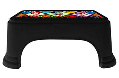 Kuber Industries Disney Mickey Minnie Print Square Plastic Bathroom Stool, Adults Simple Style Stool Anti-Slip with Strong Bearing Stool for Home, Office, Kindergarten (Black) -HS_35_KUBMARTS17712