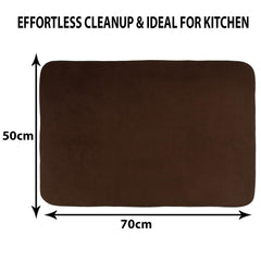 Kuber Industries Dish Dry Mat | Microfiber Drying Mat | Kitchen Drying Mat | Reversible Mat | Kitchen Absorbent Mat | Dish Dry Mat for Kitchen | 50x70 | Pack of 3 | Brown