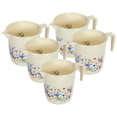 Kuber Industries Disney Team Bathroom Mug | Plastic Bath Mug for Bathroom | Mug for Bathroom | Mug for Toilet | Washroom Jug | 111 Bath Mug | 1 LTR | Pack of 5 | Beige