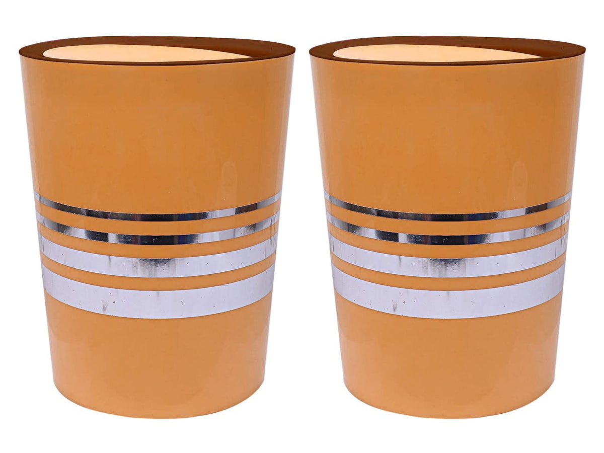 Heart Home Plastic Dustbin, Trashbin, Wastebin For Kitchen, Bathroom, Office Use With Swing Lid, 7 Liter- Pack of 2 (Yellow)-47HH0800