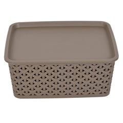 Heart Home Plastic 3 Pieces Small Size Multipurpose Solitaire Storage Basket with Lid (Multi)- CTHH22034