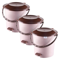 Heart Home Pedal Dustbin|Plastic Pedal Dustbin|Kitchen Waste Paper Bin|Dustbin For Bedroom|5 Liter Dustbin|Pack of 3 (Peach)