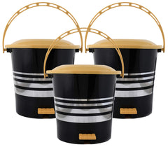 Kuber Industries 3 Pieces Plastic Dustbin Garbage Bin with Handle,5 Liters (Yellow) -CTKTC37967