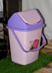 Kuber Industries 2 Pieces Pluto Plastic Swing Printed Garbage Waste Dustbin for Home, Office with Handle, 5 Liters (Purple)-KUBMART3098