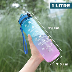 Kuber Industries Sipper Bottle 1 Litre|Water Tracker & Time Marker|Leakproof, BPA Free, Fitness Sports Water Bottle with Measurements(Gradient Blue & Purple, 1 Piece)|For Gym,Home,Travelling &Office