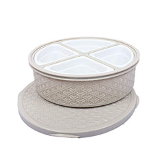 Kuber Industries Lexus Design Plastic Solitaire Multipurpose Dry Fruits/Masala Box with 4 Sections (Cream)-CTKTC14111