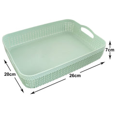 Heart Home Q-3 Multiuses Designer Unbreakable Plastic Storage Basket/Organizer/Bin For Home, Kitchen, Bathroom, Office Use Pack of 4 (Green & Pink)-50HH01543