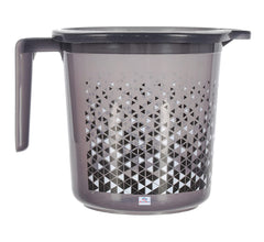 Heart Home Tinted Print Multiuses Leightweight, Unbreakable Strong Plastic Bathroom Mug 1.5 Litre- Pack of 2 (Black)-46HH0236