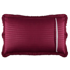 Heart Home Pillow Cover | Cotton Pillow Cover Set | Cushion Pillow Cover Set | Premium Pillow Cover Set for Bedroom | Lining Frill Pillow Cover Set | 4 Piece Set | Maroon