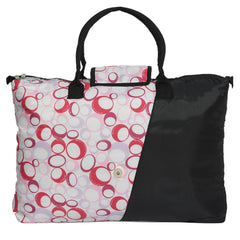Kuber Industries Parachute Circle Print Shoulder Bag/Shopping Bag For Home & Travling With Handle Pack of 2 (Black) 54KM4191