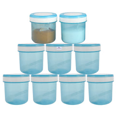 Heart Home Containers Set for Kitchen|BPA-Free Plastic 350 ML Storage Containers Set with Spoon for Kitchen|Pack of 9 (Sky Blue)