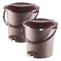 Heart Home Pedal Dustbin|Plastic Pedal Dustbin|Kitchen Waste Paper Bin|Dustbin For Bedroom|5 Liter Dustbin|Pack of 2 (Brown)